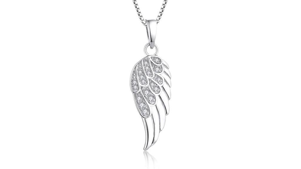 silver angel wing necklace