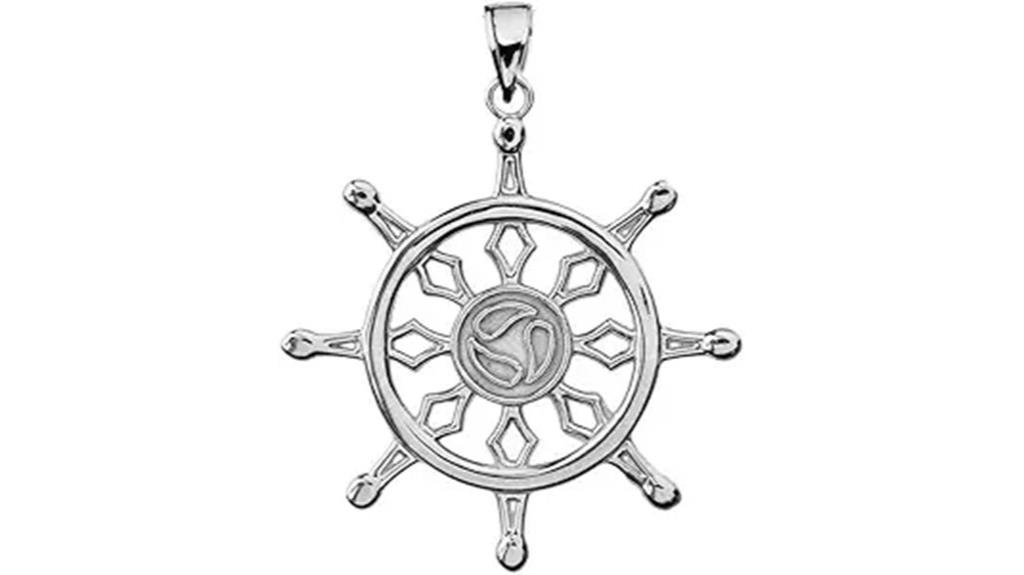 silver buddhist dharma pendant
