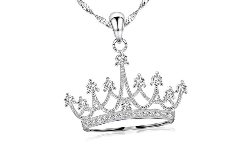 silver crown necklace