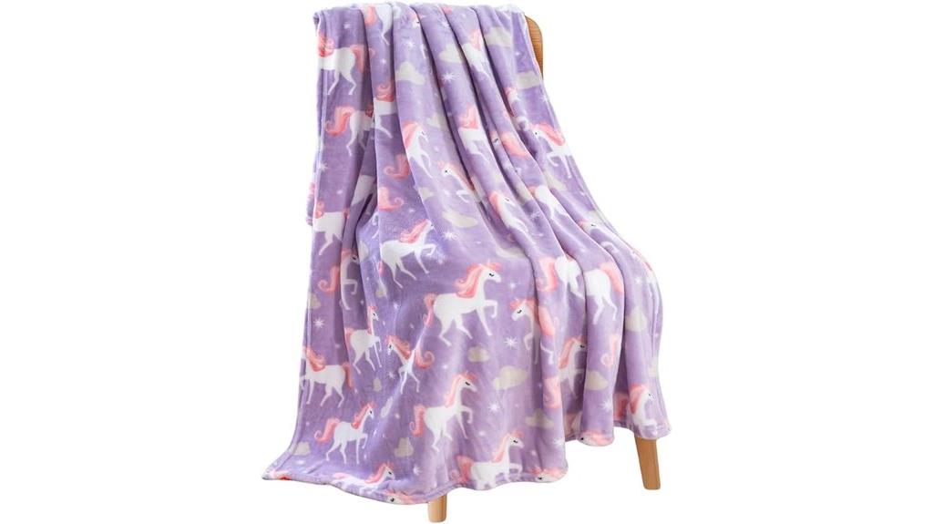 soft unicorn fleece blanket