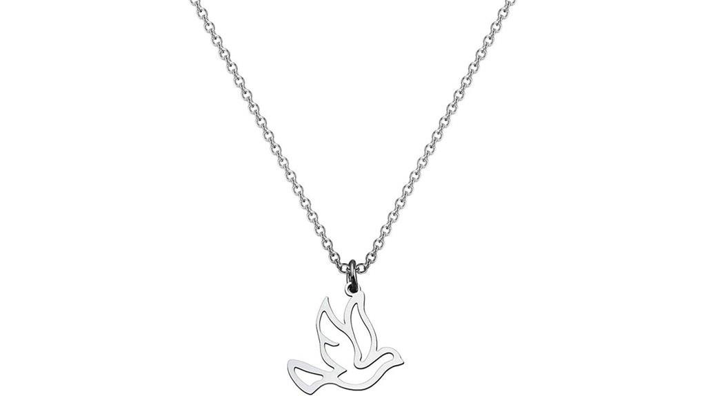 stainless dove bird necklace