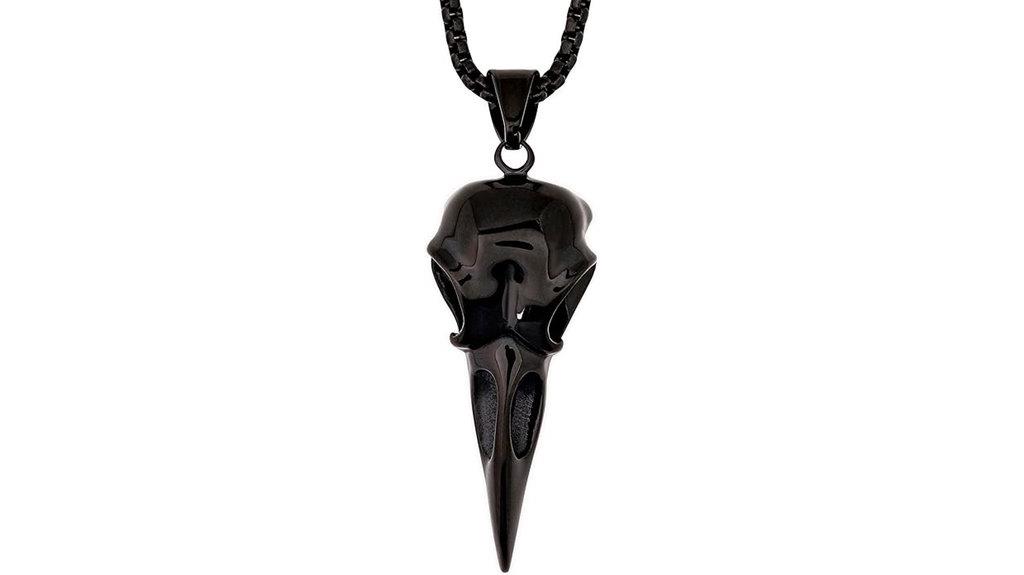 stainless raven skull necklace