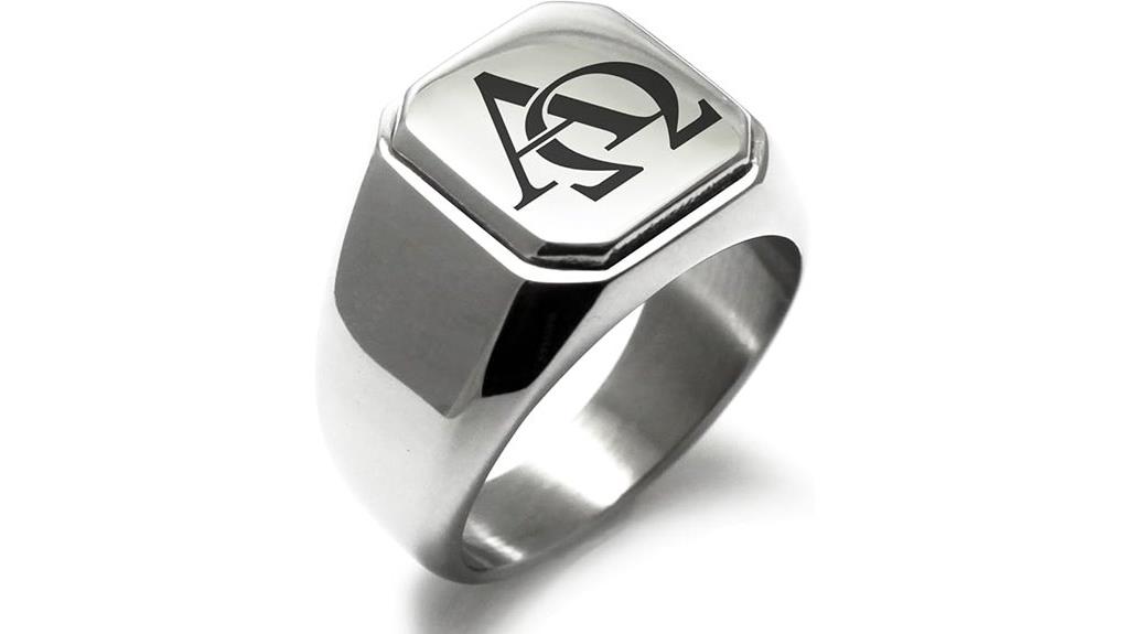 stainless steel alpha omega ring