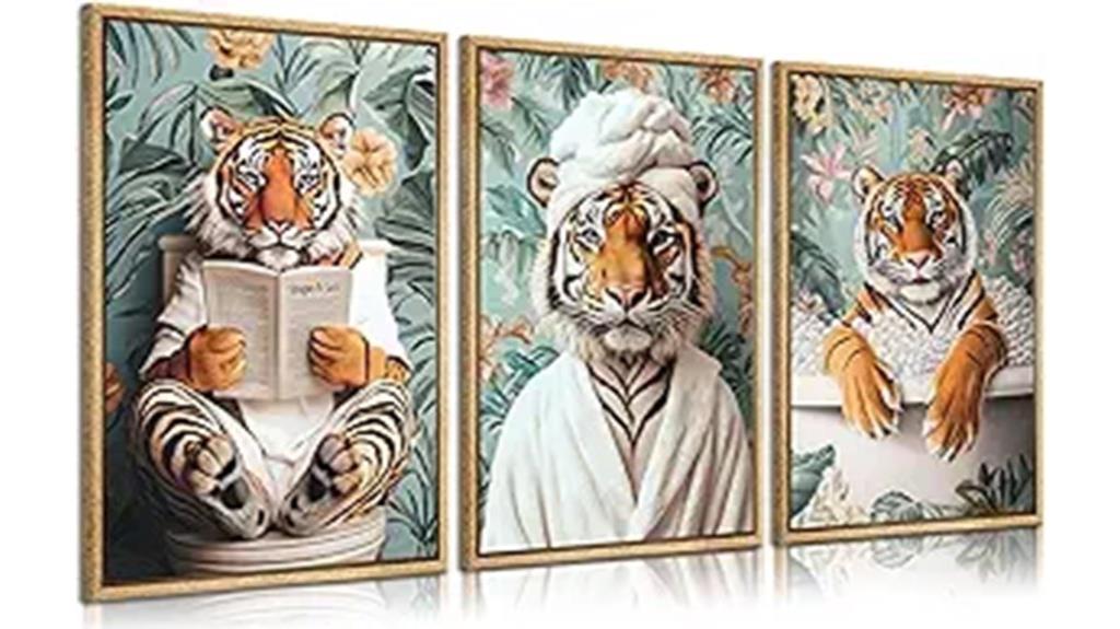 tiger themed bathroom wall art