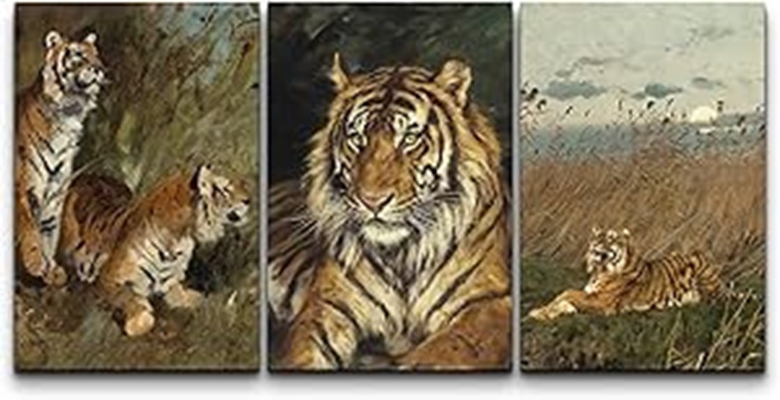 tigers wildlife canvas set