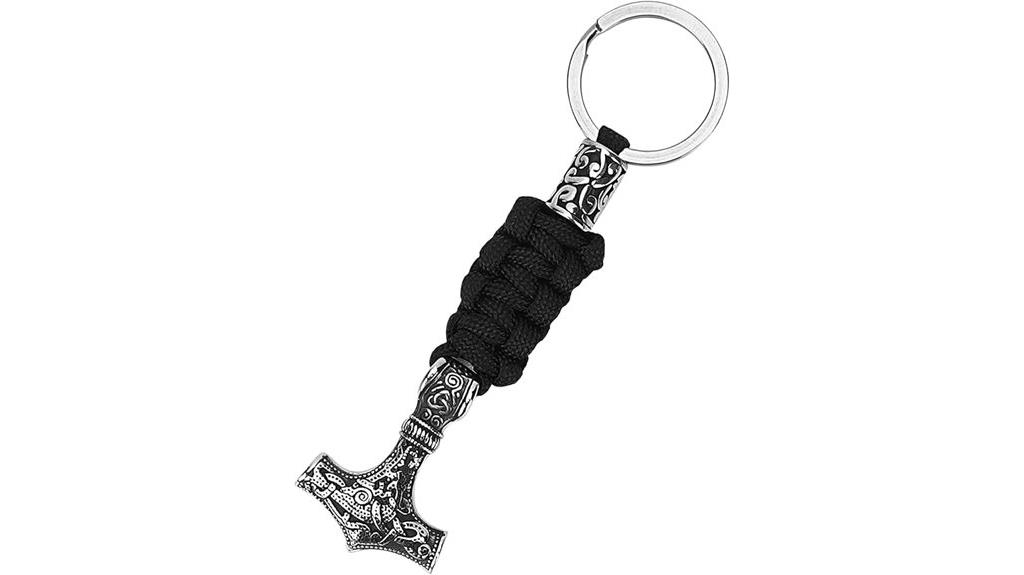 viking mjolnir paracord keychain