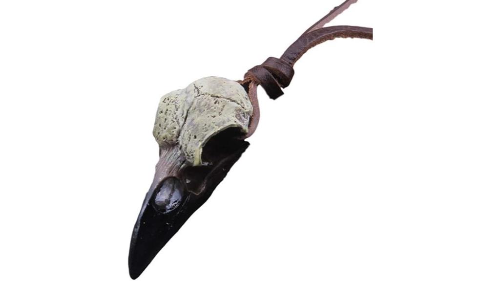 viking raven skull necklace