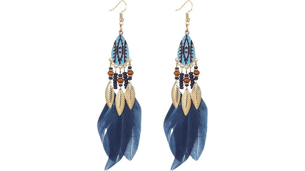 vintage feather bead earrings