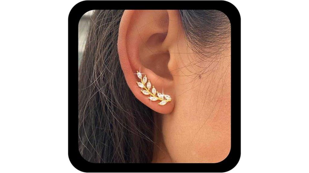 vintage leaf crystal earrings