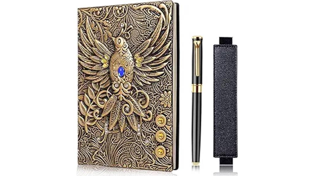 vintage phoenix leather notebook
