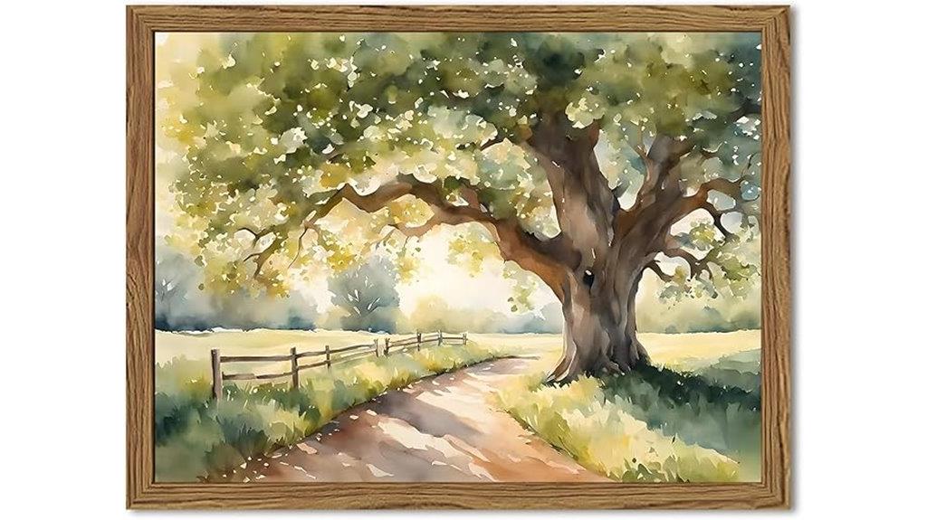 vintage watercolor tree scene