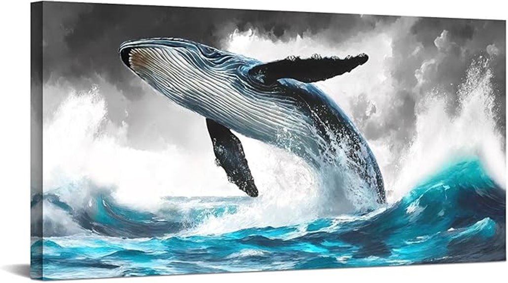 waves whale canvas art