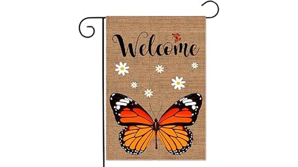 welcome butterfly garden flag