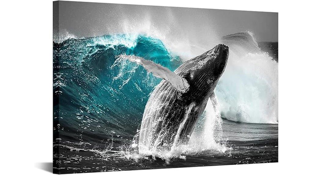 whale waves wall art