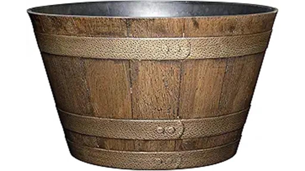 whiskey barrel plant container