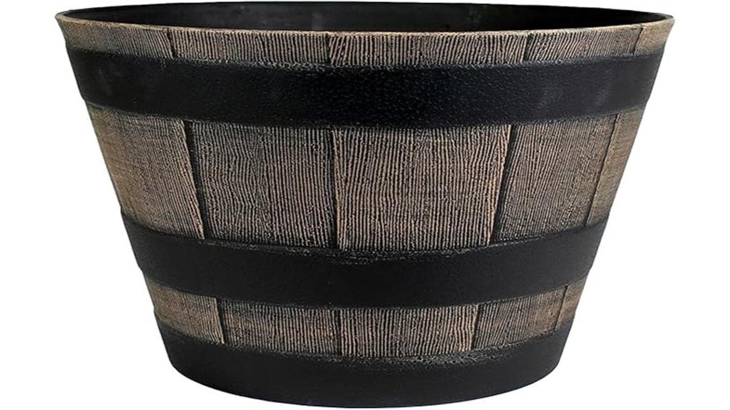 whiskey barrel plant container