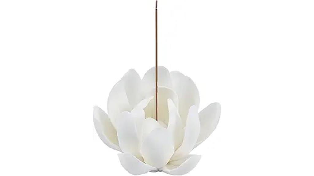 white lotus ceramic incense holder