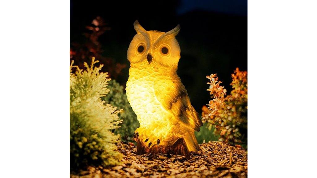 white owl led garden statue