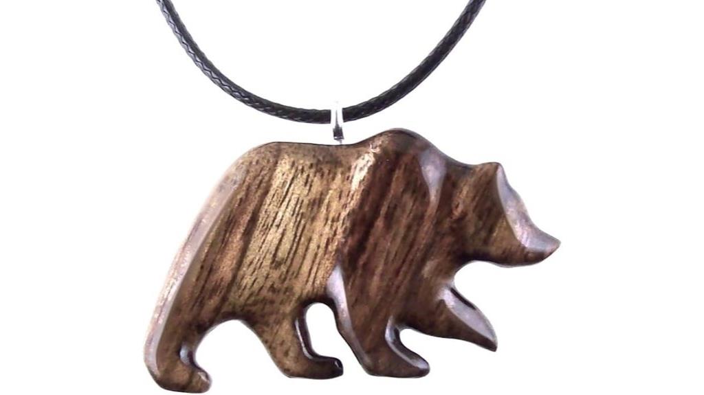 wooden bear necklace