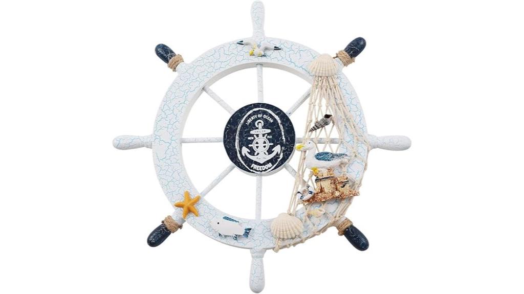 wooden boat wheel decor