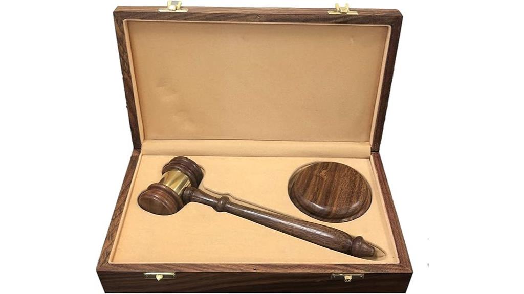 wooden gavel with sound block
