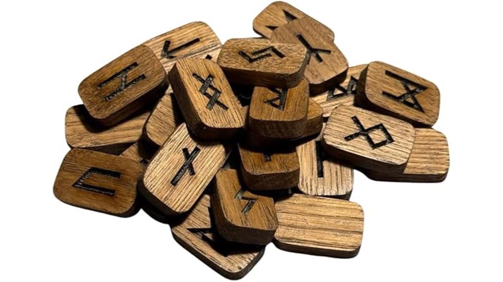 wooden rune set with bag