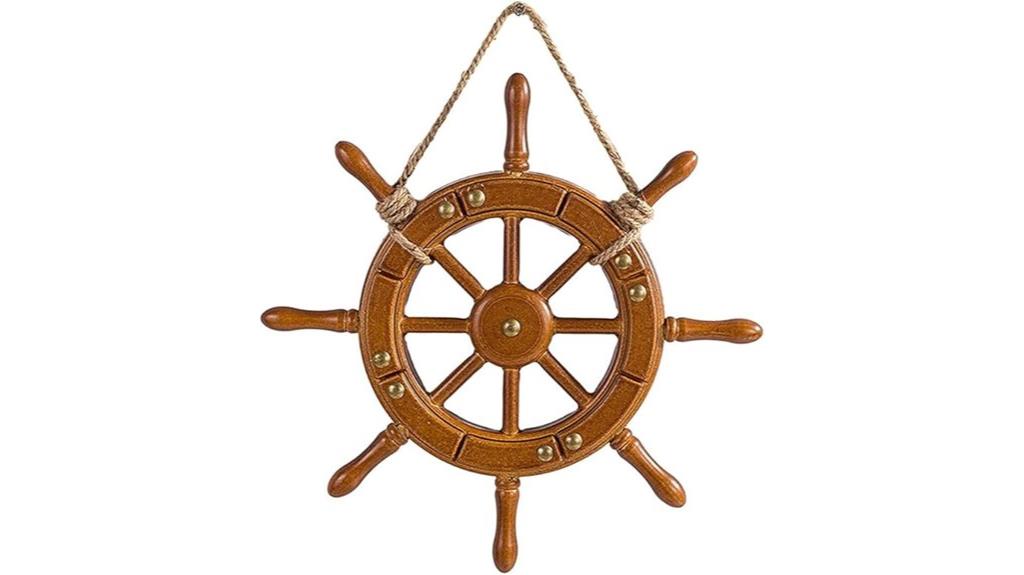 wooden ship wheel wall decor