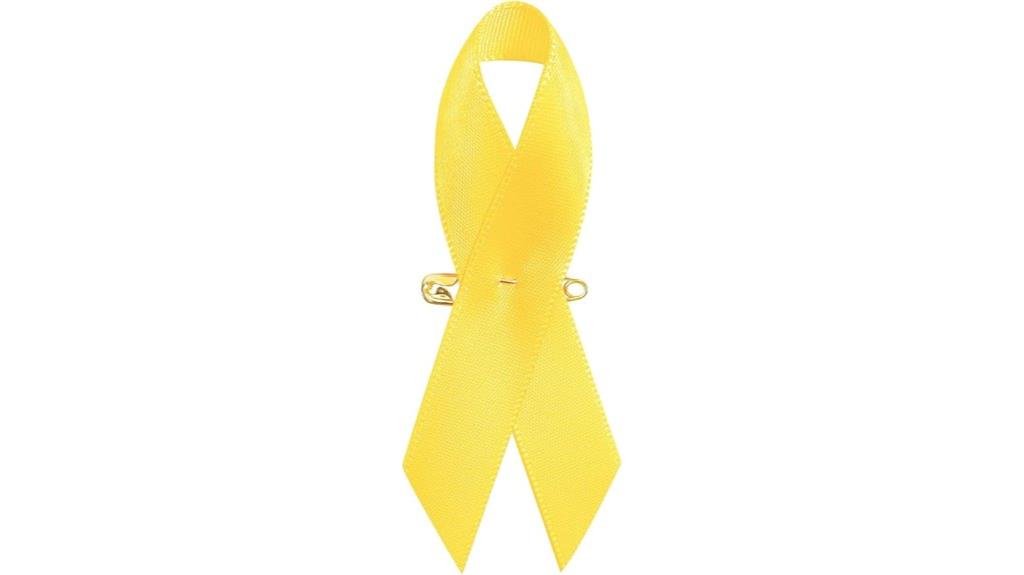 yellow satin ribbon pins