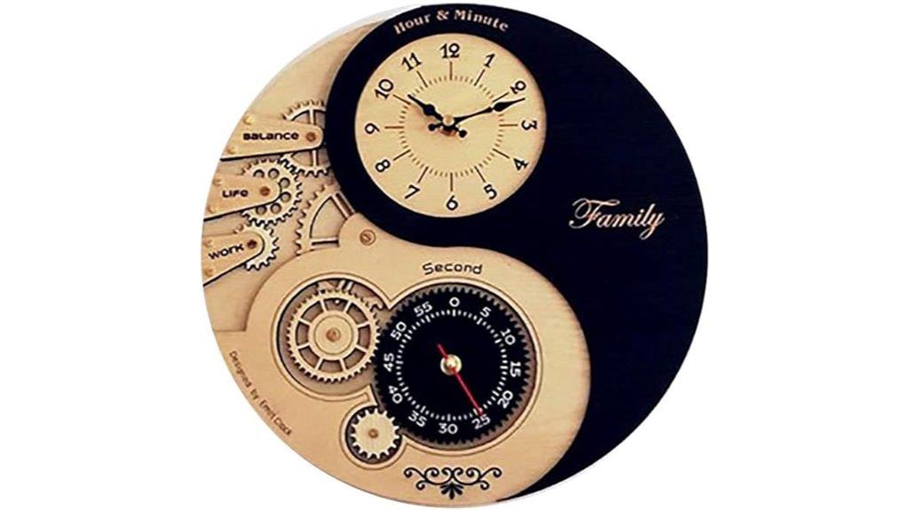 yin yang wooden clock