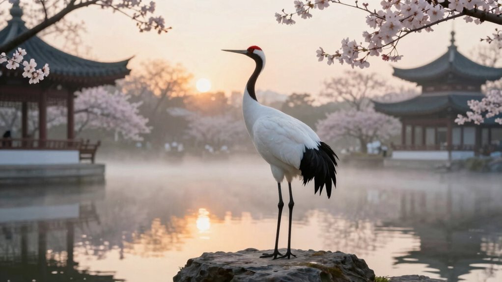 crane symbolizes longevity and wisdom