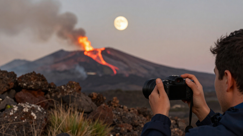 APOD: 2026 October 1 – Harvest Moon With Erupting Mount Etna